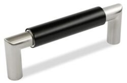 Poignée de Meuble – 96mm d’Entraxe – Nickel Mat/Noir (Lot de 2)