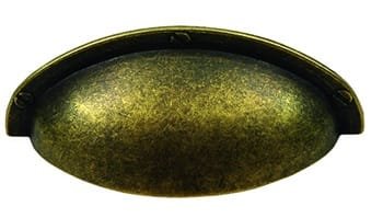 Poignée de Meuble Coquille - 64mm d'Entraxe - Laiton Vieilli (Lot de 2)