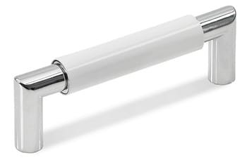 Poignée de Meuble de 96 mm d'Entraxe en Chrome Brillant Poli et Blanc