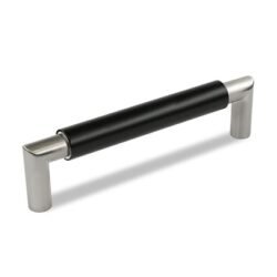 Poignée de Meuble – 128mm d’Entraxe – Nickel/Noir (Lot de 2)