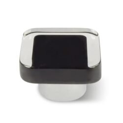 Bouton de Meuble – Noir/Acrylique – 38x38mm (Lot de 2)