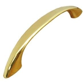 Poignée de Meuble de 128mm d’Entraxe en Laiton Non Verni Patiné. Sa couleur est dorée