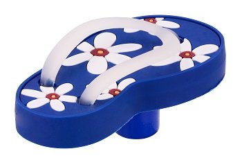 bouton de meuble en forme de tongs bleue avec des fleurs